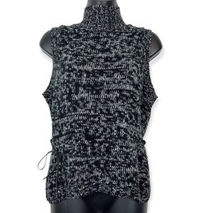 3/$15 Rave Black & White Vintage 90s Knit Turtleneck Sweater Vest Size Large